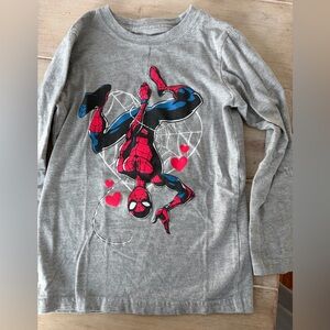 Marvel Spider-Man Gray Long Sleeve Tee with Red and Blue Accents